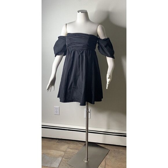 Free People Black Off Shoulders Mini Party Dress Size 4 NWT $250